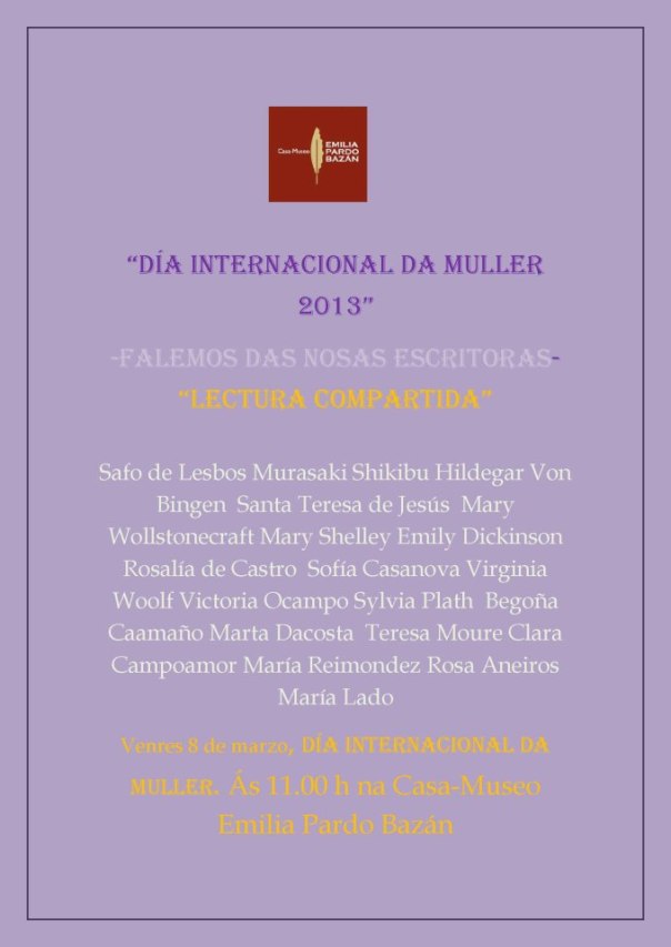 Lecturas compartidas no Dia Internacional da Muller na Casa Museo Emilia Pardo Bazan